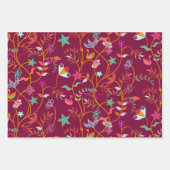 Himbeere, Minze und Creme-Boho-Muster Geschenkpapier Set (Vorderseite)