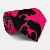 Himbeere mit schwarzem Damast Krawatte (Gerollt)