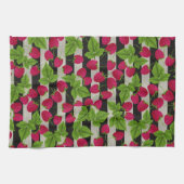 Himbeere Moderne schwarze und weiße Streifen Geschirrtuch (Horizontal)