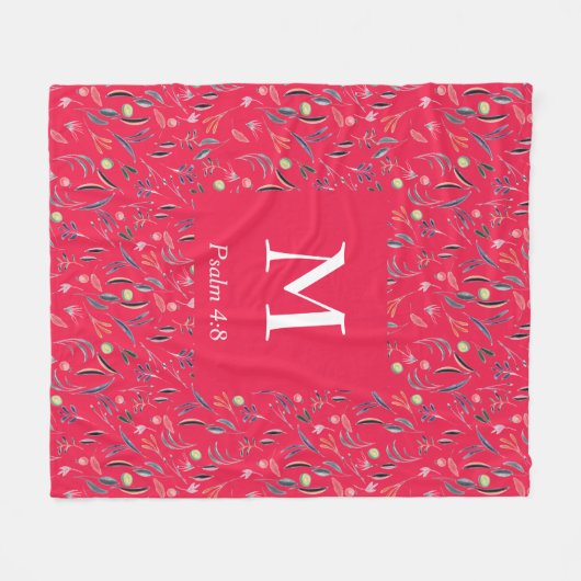 Himbeere | MONOGRAMM | CHRISTLICH Fleecedecke (Vorderseite (Horizontal))