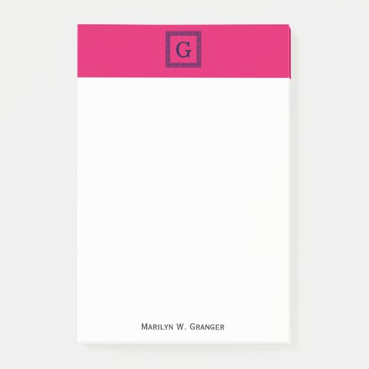 Himbeere, Navy Blue Griechischer Schlüssel #1 Gera Post-it Klebezettel (Vorderseite)