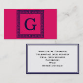 Himbeere, Navy Blue Griechischer Schlüssel #1 Gera Visitenkarte (Vorne/Hinten)