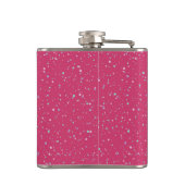 Himbeere Pink Fetten Pastel Spritzer Paint Dots Flachmann (Rückseite)