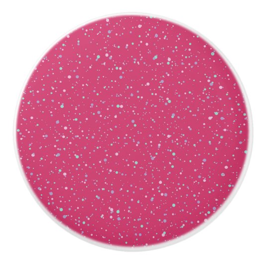Himbeere Pink Fetten Pastel Spritzer Paint Dots Keramikknauf (Vorderseite)