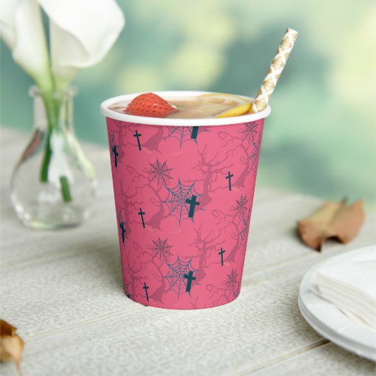 Himbeere Pink Hexen Happy Halloween Paper Cups Pappbecher (In Situ)