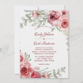 Himbeere Pink Wasserfarben Hochzeiten Einladung (Vorderseite)