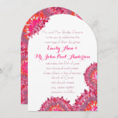 Himbeere Plum Coral Pink Blumenzehen Einladung (Vorne/Hinten)