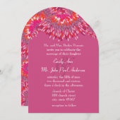 Himbeere Plum Coral Pink Blumenzehen Einladung (Vorne/Hinten)