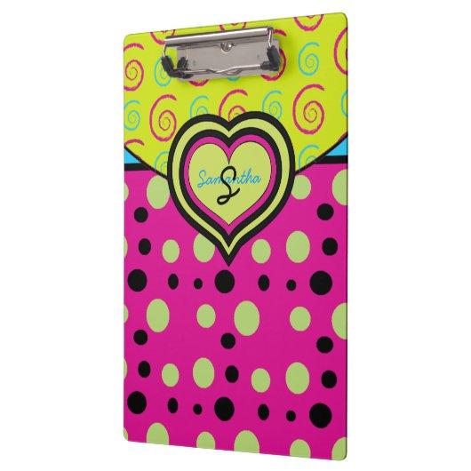 Himbeere Polka Punkte und Wirbel Custom Clipboard Klemmbrett (Links)