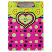 Himbeere Polka Punkte und Wirbel Custom Clipboard Klemmbrett (Vorderseite)