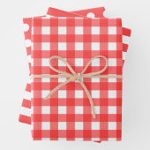 Himbeere Red White Gingham Dots Stripte Matching Geschenkpapier Set (Beispiel)
