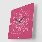 Himbeere Rosa Crochet Chart Square Wall Clock Quadratische Wanduhr (Winkel)