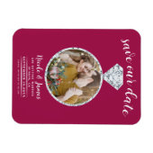 Himbeere Rosa Diamantring Save the Date blenden Magnet (Horizontal)