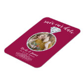 Himbeere Rosa Diamantring Save the Date blenden Magnet (Linke Seite)