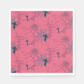 Himbeere Rosa graue Spinnennetze Serviette (Vorderseite)