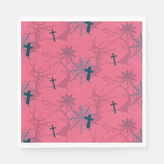 Himbeere Rosa graue Spinnennetze Serviette (Vorderseite)