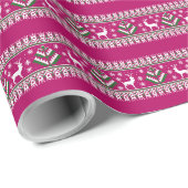 Himbeere Rosa Grün und Weiße Messe Weihnachten Geschenkpapier (Rolleneckpunkt)