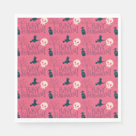 Himbeere Rosa Hexen Happy Halloween Serviette
