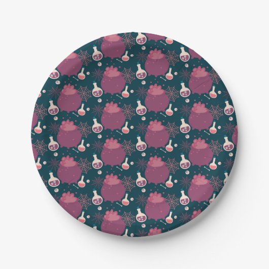 Himbeere Rosa Kessel halloween Pappteller (Vorderseite)