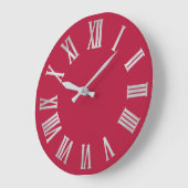 Himbeere Rose Silver Metallic Grau römische Zahlen Große Wanduhr (Winkel)