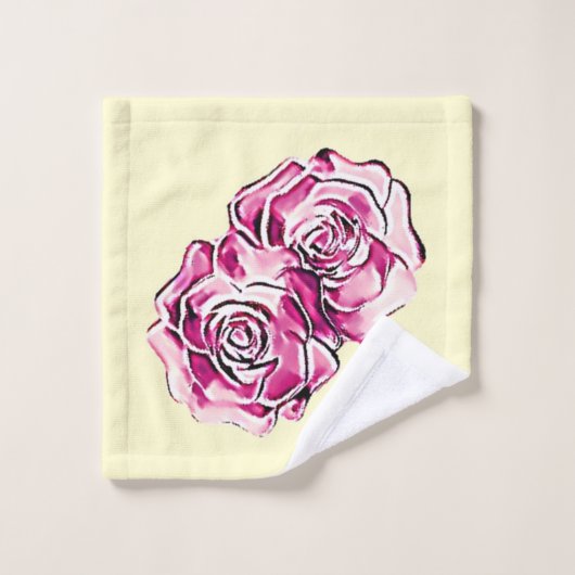 Himbeere Rose und Creme Badhandtuch Set (Waschlappen)