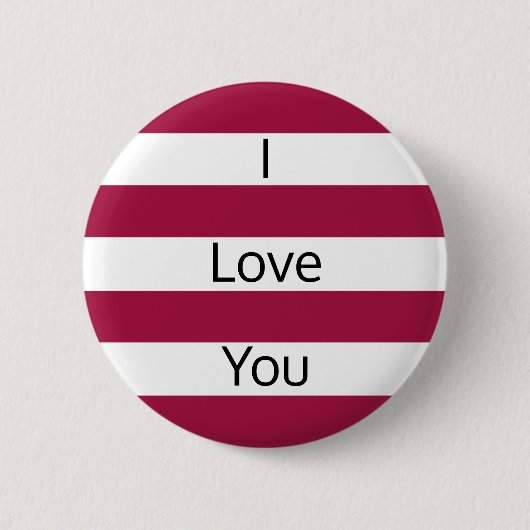 Himbeere Rot und Weiße Streifen Button (Vorderseite)