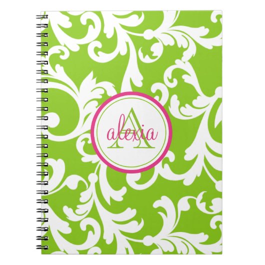 Himbeere und Limone Mit Monogramm Damaskus Notizblock (Vorderseite)