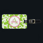 Himbeere und Limone Mit Monogramm Damaskusdrucke Gepäckanhänger<br><div class="desc">Himbeere und Limone Mit Monogramm Damaskusdrucke</div>