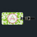 Himbeere und Limone Mit Monogramm Damaskusdrucke Gepäckanhänger<br><div class="desc">Himbeere und Limone Mit Monogramm Damaskusdrucke</div>