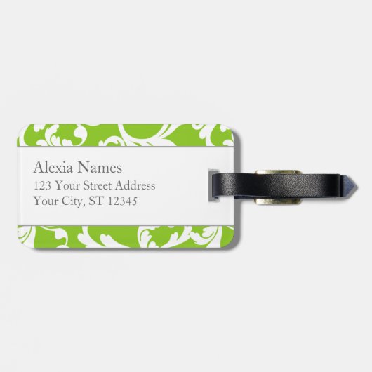 Himbeere und Limone Mit Monogramm Damaskusdrucke Gepäckanhänger (Rückseite horizontal)