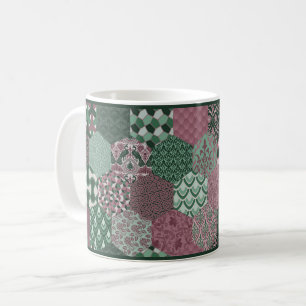 Himbeere und Pine Patchwork Kaffee Tasse
