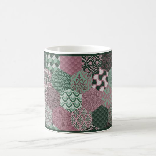 Himbeere und Pine Patchwork Kaffee Tasse (Mittel)