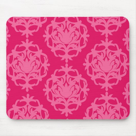 Himbeere und rosa Damast Mousepad (Vorne)