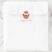 Himbeere und Schokolade Cupcake Geburtstag Quadratischer Aufkleber (Tasche)