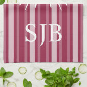 Himbeere Viktorianischer Streifen mit Schmetterlin Geschirrtuch (Gefaltet)