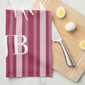 Himbeere Viktorianischer Streifen mit Schmetterlin Geschirrtuch (Viertel Falte)