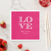 Himbeere, weiße LIEBE Napkins Serviette (Beispiel)