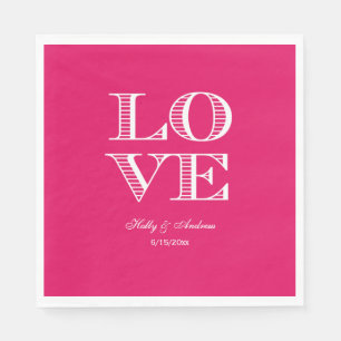 Himbeere, weiße LIEBE Napkins Serviette