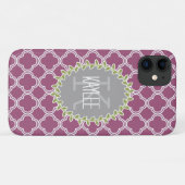 Himbeere Weißgitter Muster Mit Monogramm Wein Case-Mate iPhone Hülle (Rückseite (Horizontal))