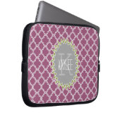 Himbeere Weißgitter Muster Mit Monogramm Wein Laptopschutzhülle (Vorne Rechts)