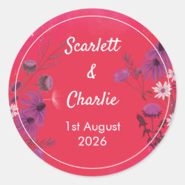 Himbeere Wildblume - Einladungsaufkleber Runder Aufkleber