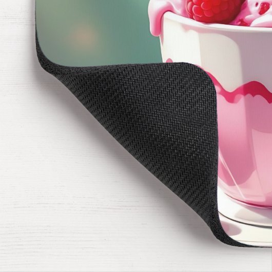 Himbeereis in einem rosa Kaffeebecher Mousepad (Ecke)