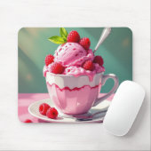Himbeereis in einem rosa Kaffeebecher Mousepad (Mit Mouse)