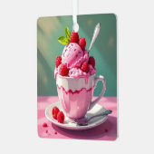 Himbeereis in einem rosa Kaffeebecher Ornament Aus Metall (Vorderseite links)