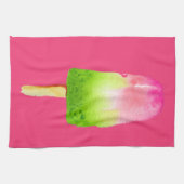Himbeereis-Pop-Kunstpopsikel Sommer Geschirrtuch (Horizontal)