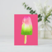 Himbeereis-Pop-Kunstpopsikel Sommer Postkarte (Stehend Vorderseite)