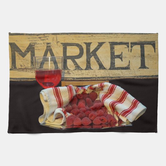 Himbeeren am Markt Küchentuch (Horizontal)