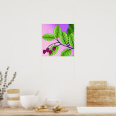 Himbeeren auf einem Zweig Poster (Küche)