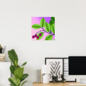 Himbeeren auf einem Zweig Poster (Heimbüro)