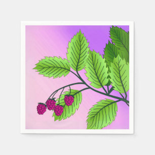 Himbeeren auf einem Zweig Serviette